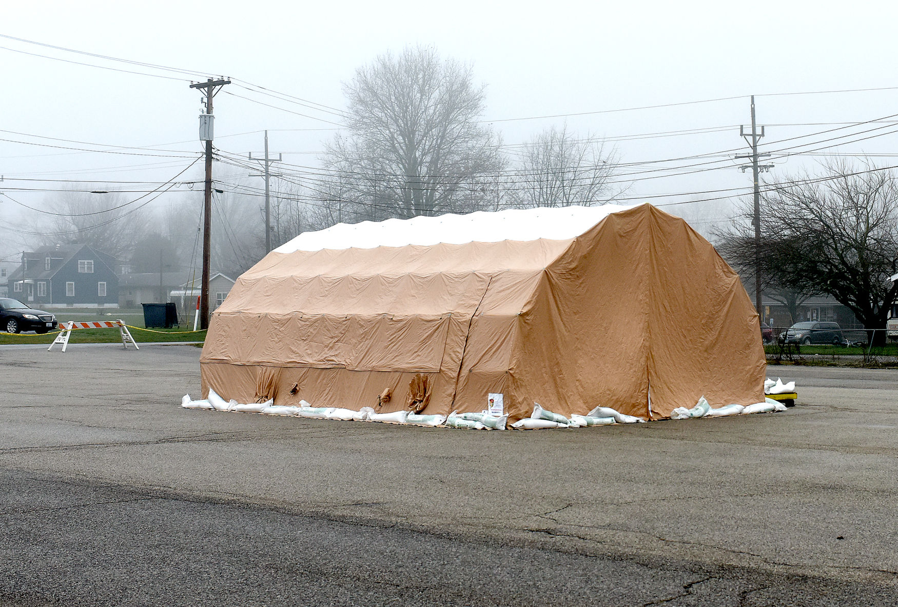 HSHS St. Anthony's Hospital set up tent